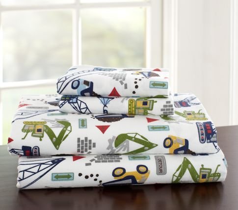 Pottery Barn Kids Busy Builder Flannel Sheeting