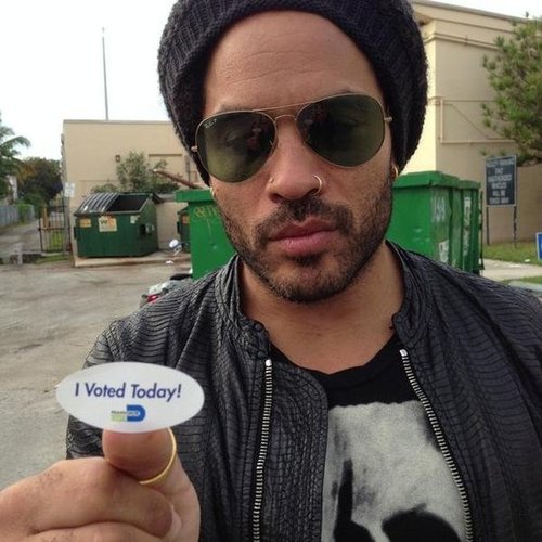 Lenny Kravitz got his sticker after placing his vote on election Tuesday.
Source: Twitter user LennyKravitz
Lenny Kravitz got his sticker after placing his vote on election Tuesday.
Source: Twitter user LennyKravitz