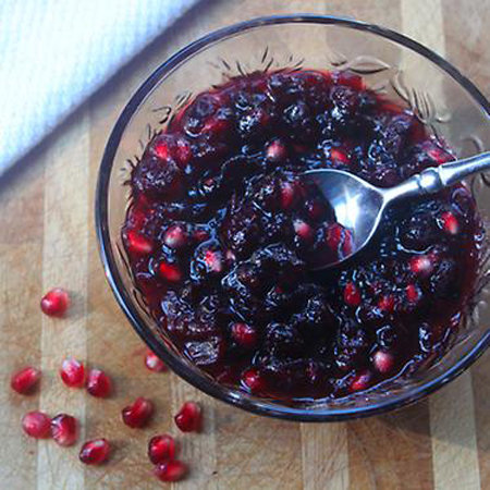 Don't just reserve this cranberry pomegranate sauce for dressing on the Thanksgiving table. Make the recipe now to use on toast, pancakes, or to mix with yogurt and oatmeal.
Don't just reserve this cranberry pomegranate sauce for dressing on the Thanksgiving table. Make the recipe now to use on toast, pancakes, or to mix with yogurt and oatmeal.
