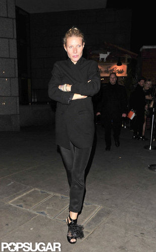 Gwyneth Paltrow wore a black coat to attend the London event.
Gwyneth Paltrow wore a black coat to attend the London event.