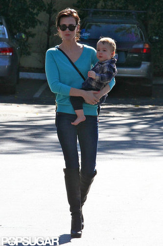 January Jones Steps Out With Xander and New Brunette Locks January Jones Steps Out With Xander and New Brunette Locks