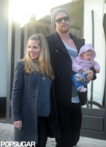 Chris Hemsworth carried his daughter, India, during a walk with Elsa Pataky.
Chris Hemsworth carried his daughter, India, during a walk with Elsa Pataky.