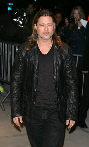 Brad Pitt stepped out in a black leather jacket in NYC.
Brad Pitt stepped out in a black leather jacket in NYC.