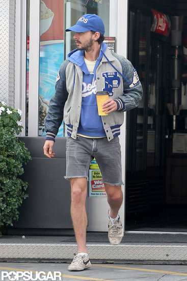 Shia LaBeouf carried coffee to go. Shia LaBeouf carried coffee to go.