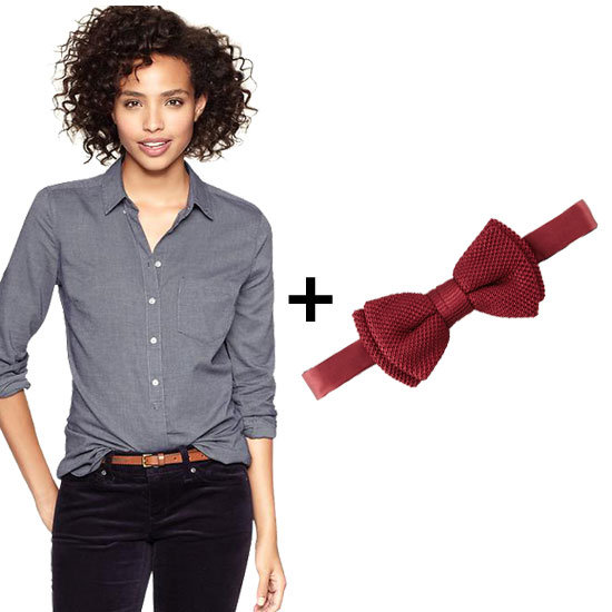 We love a red bow tie. Pair this luxe Lanvin rendition with a dark chambray top and leather skinnies for a quirky downtown aesthetic.
Get the look:
Gap Perfect Oxford Shirt ($50)
Lanvin textured bow tie ($155)
We love a red bow tie. Pair this luxe Lanvin rendition with a dark chambray top and leather skinnies for a quirky downtown aesthetic.
Get the look:
Gap Perfect Oxford Shirt ($50)
Lanvin textured bow tie ($155)