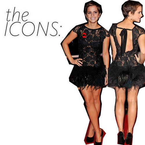 Emma Watson's Iconic Feathered Black Dress and Short Hair