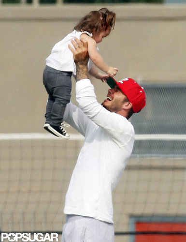 David Beckham played with Harper during Cruz's LA soccer match in September.
David Beckham played with Harper during Cruz's LA soccer match in September.