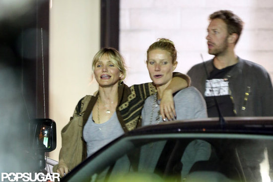 In October 2012, Chris Martin and Gwyneth Paltrow went to dinner in LA with pal Cameron Diaz.
In October 2012, Chris Martin and Gwyneth Paltrow went to dinner in LA with pal Cameron Diaz.