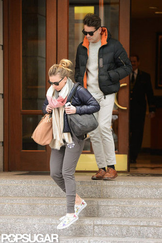 Scarlett Johansson and Romain Dauriac left their hotel.
Scarlett Johansson and Romain Dauriac left their hotel.