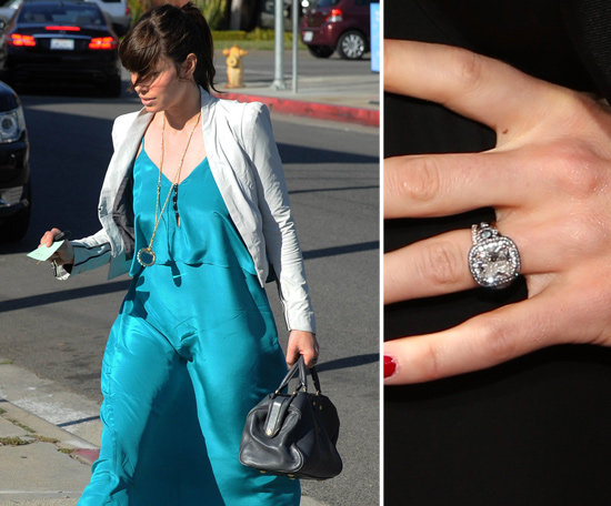 Following a holiday 2011 proposal, Jessica Biel showed off her Justin Timberlake-designed ring for the first time in March.
Following a holiday 2011 proposal, Jessica Biel showed off her Justin Timberlake-designed ring for the first time in March.