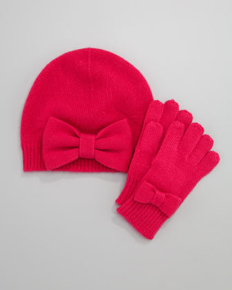 Neiman Marcus Cashmere Bow Hat and Gloves Neiman Marcus Cashmere Bow Hat and Gloves