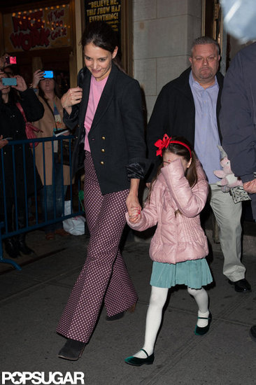 Katie Holmes held Suri Cruise's hand on the way to her Broadway show.
Katie Holmes held Suri Cruise's hand on the way to her Broadway show.
