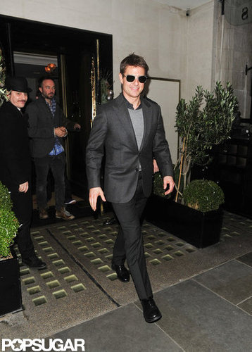 Tom Cruise left Scott's after dinner with Emily Blunt.
Tom Cruise left Scott's after dinner with Emily Blunt.