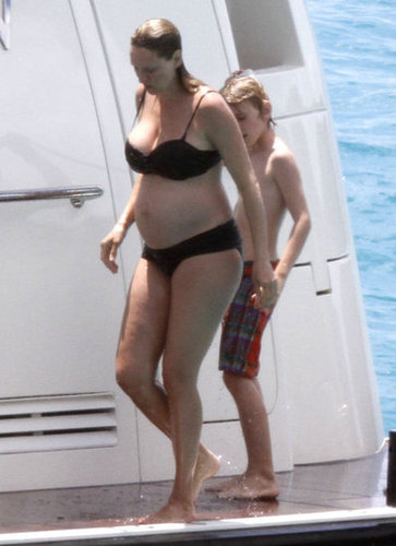 A pregnant Uma Thurman sported a black two-piece bikini during a trip to St. Barts back in March 2012.
A pregnant Uma Thurman sported a black two-piece bikini during a trip to St. Barts back in March 2012.