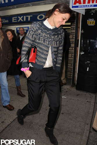 Katie Holmes flashed a smile.
Katie Holmes flashed a smile.