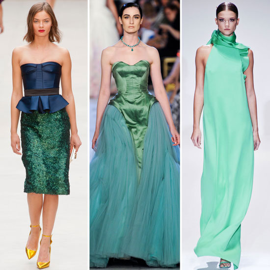 The Spring '13 runways were an early indication that dressing in shades of green was as chic as ever. From dramatic eveningwear to more playful pencil-skirt iterations, the green hue made its presence known.
From left to right: Burberry Prorsum, Zac Posen, and Gucci
The Spring '13 runways were an early indication that dressing in shades of green was as chic as ever. From dramatic eveningwear to more playful pencil-skirt iterations, the green hue made its presence known.
From left to right: Burberry Prorsum, Zac Posen, and Gucci