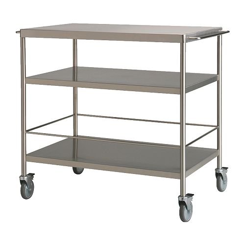 Evoke the utilitarian vibe of a restaurant kitchen with this Kitchen Cart ($159) in stainless steel. The wheels lock in and out of place for easy mobility, while the bottom shelf bracket keeps top-heavy items in place.
Evoke the utilitarian vibe of a restaurant kitchen with this Kitchen Cart ($159) in stainless steel. The wheels lock in and out of place for easy mobility, while the bottom shelf bracket keeps top-heavy items in place.