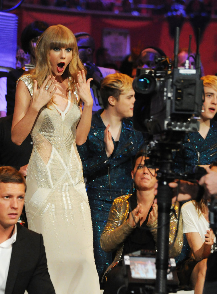 Taylor Swift was shocked to win an award at the MTV EMAs in November 2012.
Taylor Swift was shocked to win an award at the MTV EMAs in November 2012.