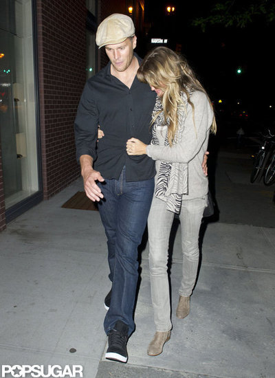 Gisele Bündchen cozied up to Tom Brady as they left dinner in NYC in May.
Gisele Bündchen cozied up to Tom Brady as they left dinner in NYC in May.