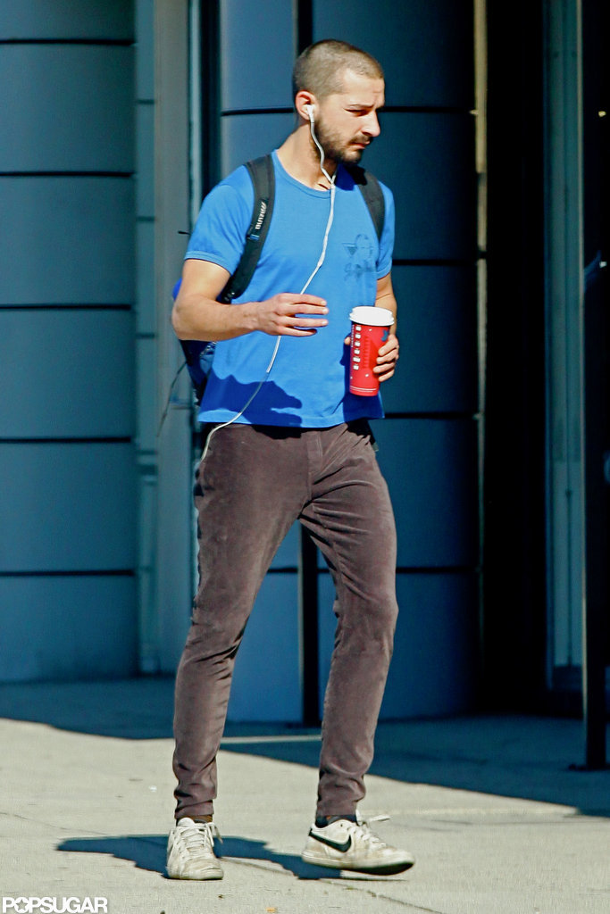 Shia LaBeouf modeled a newly shaved head. Shia LaBeouf modeled a newly shaved head.