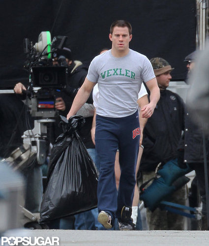 Channing Tatum Flexes His Muscles on Set Following a Boys' Weekend Channing Tatum Flexes His Muscles on Set Following a Boys' Weekend