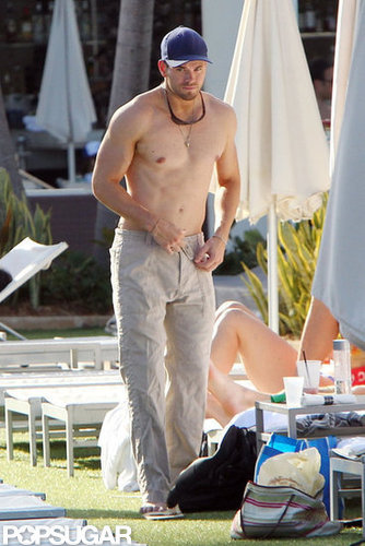 Kellan Lutz relaxed poolside with friends in Miami in December.
Kellan Lutz relaxed poolside with friends in Miami in December.