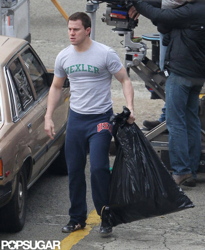 Channing Tatum Flexes His Muscles on Set Following a Boys' Weekend Channing Tatum Flexes His Muscles on Set Following a Boys' Weekend