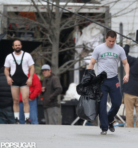Channing Tatum Flexes His Muscles on Set Following a Boys' Weekend Channing Tatum Flexes His Muscles on Set Following a Boys' Weekend