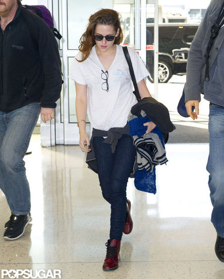 Kristen Stewart went casual for her trip to the airport.
Kristen Stewart went casual for her trip to the airport.