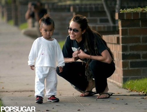 Angelina Jolie got down on Maddox's level in LA in September 2003.
Angelina Jolie got down on Maddox's level in LA in September 2003.