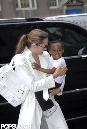 Angelina Jolie held on tight to Zaraha in New York City in September 2007.
Angelina Jolie held on tight to Zaraha in New York City in September 2007.