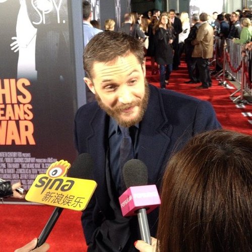 A scruffy Tom Hardy stopped to chat us up at the premiere of This Means War.
A scruffy Tom Hardy stopped to chat us up at the premiere of This Means War.