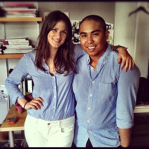 Associate Editor Hannah and Fashionologie's Justin Fenner sported matching blue gingham at the NYC office.
Associate Editor Hannah and Fashionologie's Justin Fenner sported matching blue gingham at the NYC office.