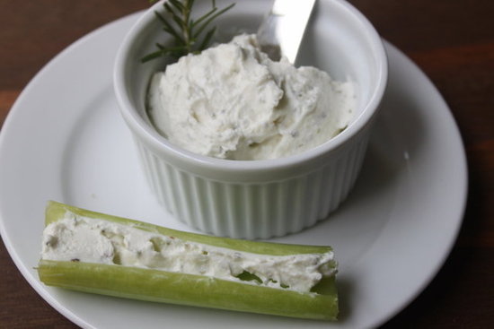 Goat cheese spread on celery  