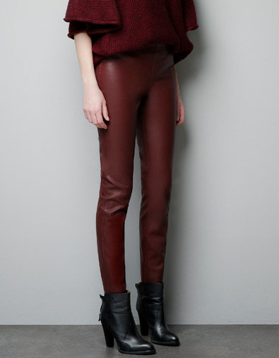Round out your cold-weather wardrobe with Zara's cool bordeaux faux leather leggings ($60, originally $80).
Round out your cold-weather wardrobe with Zara's cool bordeaux faux leather leggings ($60, originally $80).