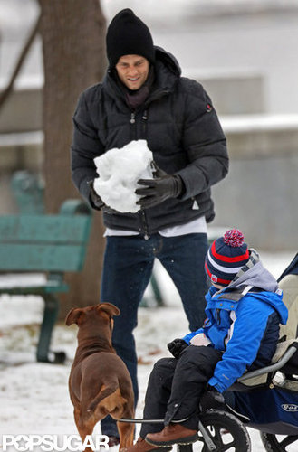 Tom Brady played with his sons at a park in Boston.
Tom Brady played with his sons at a park in Boston.