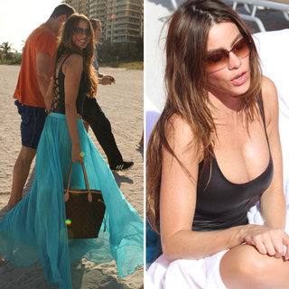 Sofia Vergara On The Beach In A Swimsuit With Nick Loeb