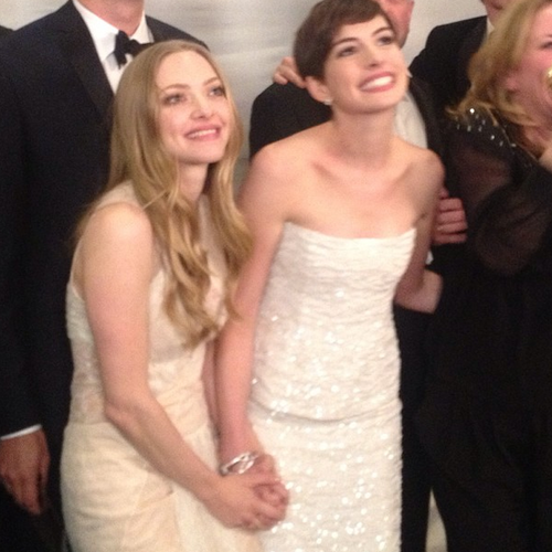 Amanda Seyfriend and Anne Hathaway held hands while celebrating Les Miserables's win.
Source: Instagram user goldenglobes
Amanda Seyfriend and Anne Hathaway held hands while celebrating Les Miserables's win.
Source: Instagram user goldenglobes