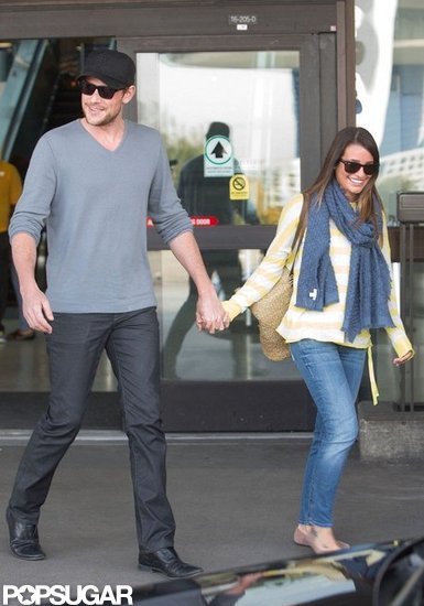 Lea Michele and boyfriend Cory Monteith held hands as they made their way out of LAX.
Lea Michele and boyfriend Cory Monteith held hands as they made their way out of LAX.