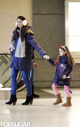 Suri Cruise held on tight to mom Katie Holmes's hand.
Suri Cruise held on tight to mom Katie Holmes's hand.