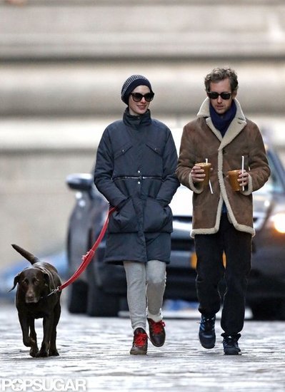 Anne Hathaway and Adam Shulman walked their dog in NYC.
Anne Hathaway and Adam Shulman walked their dog in NYC.