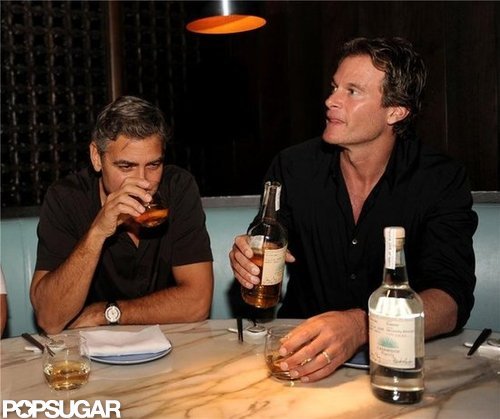 George Clooney and business partner Rande Gerber drank their new tequila.
George Clooney and business partner Rande Gerber drank their new tequila.