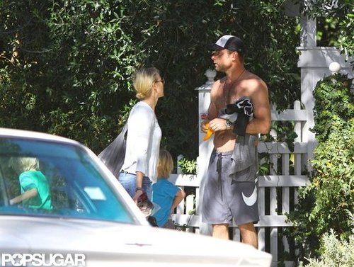 Naomi Watts talked with a shirtless Liev Schreiber.
Naomi Watts talked with a shirtless Liev Schreiber.