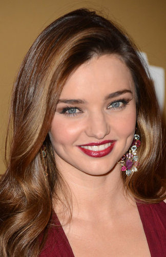 Miranda Kerr wore a deep red lip.
Miranda Kerr wore a deep red lip.