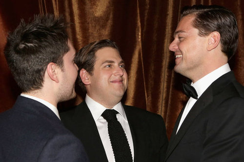 Jonah Hill and Leonardo DiCaprio chatted with a pal at the Weinstein Company bash.
Jonah Hill and Leonardo DiCaprio chatted with a pal at the Weinstein Company bash.
