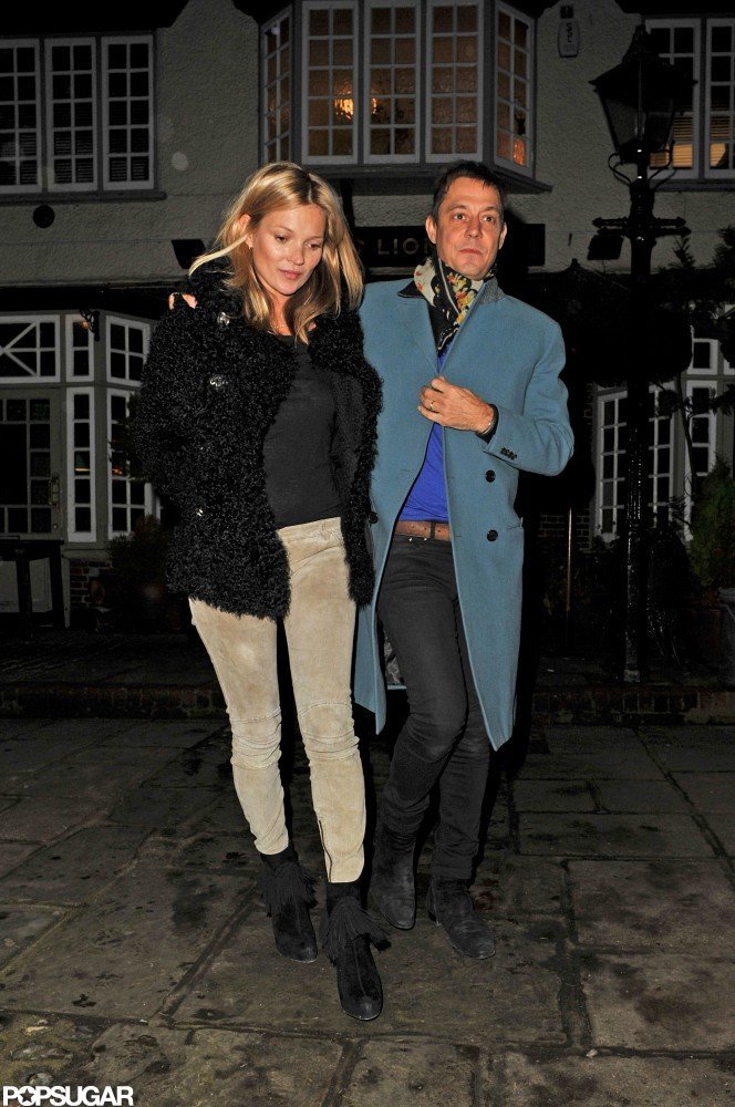 Kate Moss kept it casual for her birthday Wednesday night in London. Kate Moss kept it casual for her birthday Wednesday night in London.