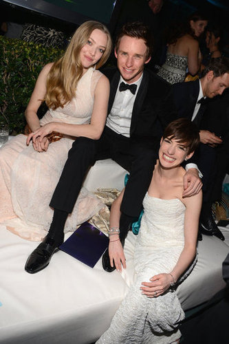 Les Misérables stars Amanda Seyfried and Eddie Redmayne joined Anne Hathaway at a Golden Globes afterparty to celebrate her win for best supporting actress in a motion picture.
Les Misérables stars Amanda Seyfried and Eddie Redmayne joined Anne Hathaway at a Golden Globes afterparty to celebrate her win for best supporting actress in a motion picture.