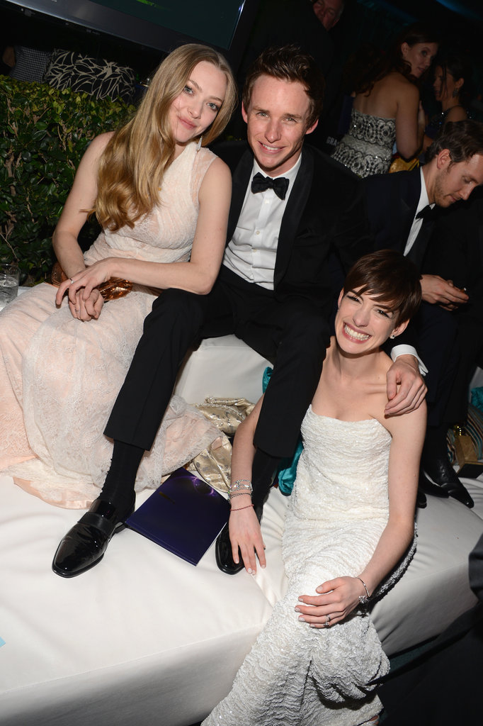 Les Misérables stars Amanda Seyfried and Eddie Redmayne joined Anne Hathaway at a Golden Globes afterparty to celebrate her win for best supporting actress in a motion picture.
Les Misérables stars Amanda Seyfried and Eddie Redmayne joined Anne Hathaway at a Golden Globes afterparty to celebrate her win for best supporting actress in a motion picture.