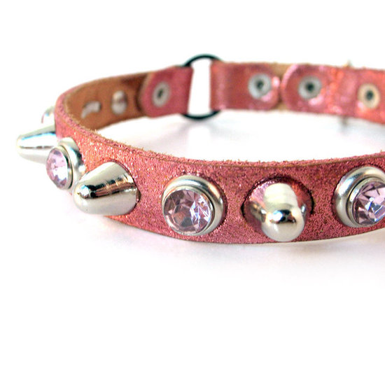 Tough Girl Glitter Leather Cat Collar Tough Girl Glitter Leather Cat Collar