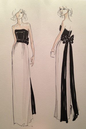 For the Kate Young For Target collaboration, the stylist is focusing on semiformal and special-occasion dresses, as seen in this dramatic bow-tie strapless gown sketch.
For the Kate Young For Target collaboration, the stylist is focusing on semiformal and special-occasion dresses, as seen in this dramatic bow-tie strapless gown sketch.
